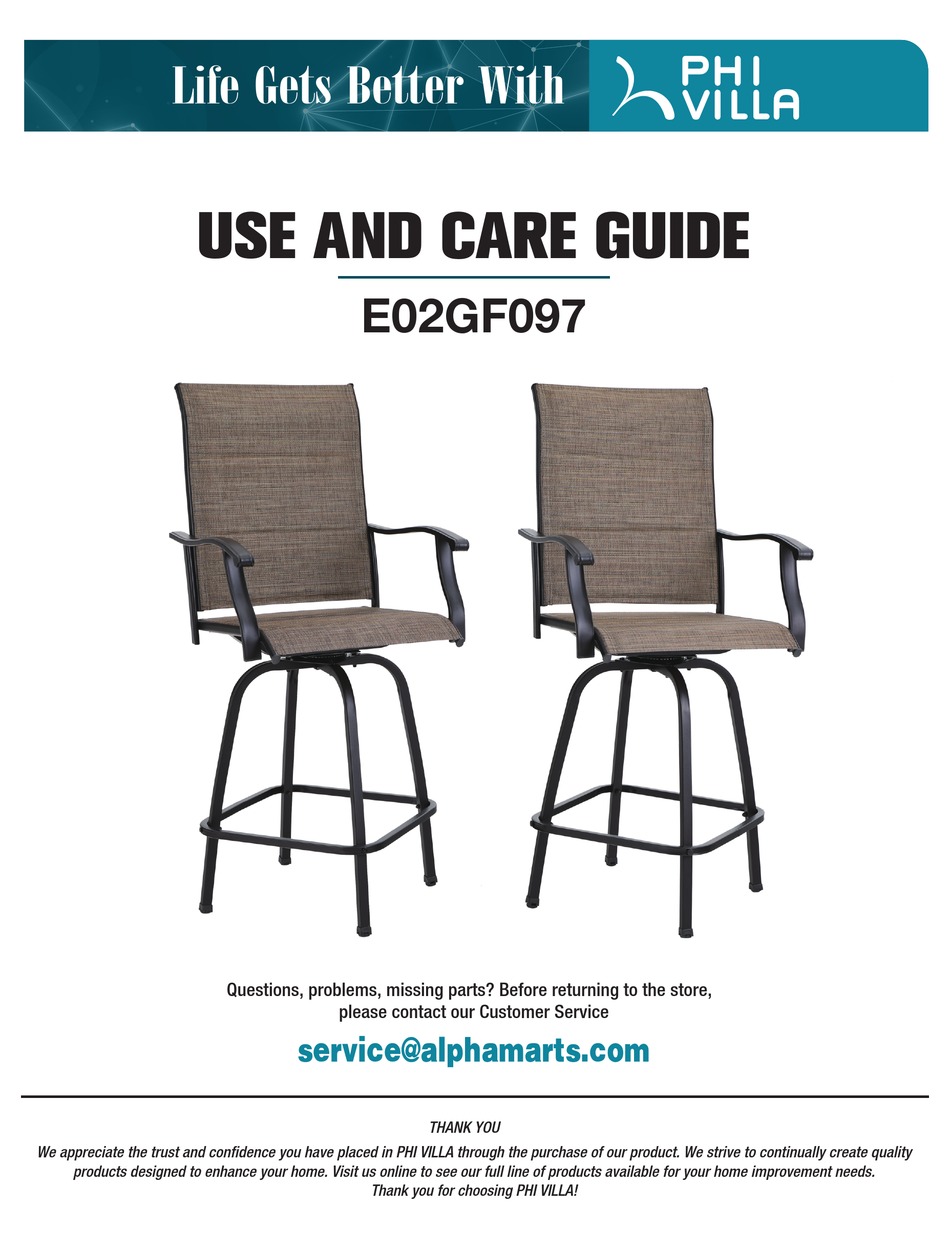 PHI VILLA E02GF097 USE AND CARE MANUAL Pdf Download ManualsLib