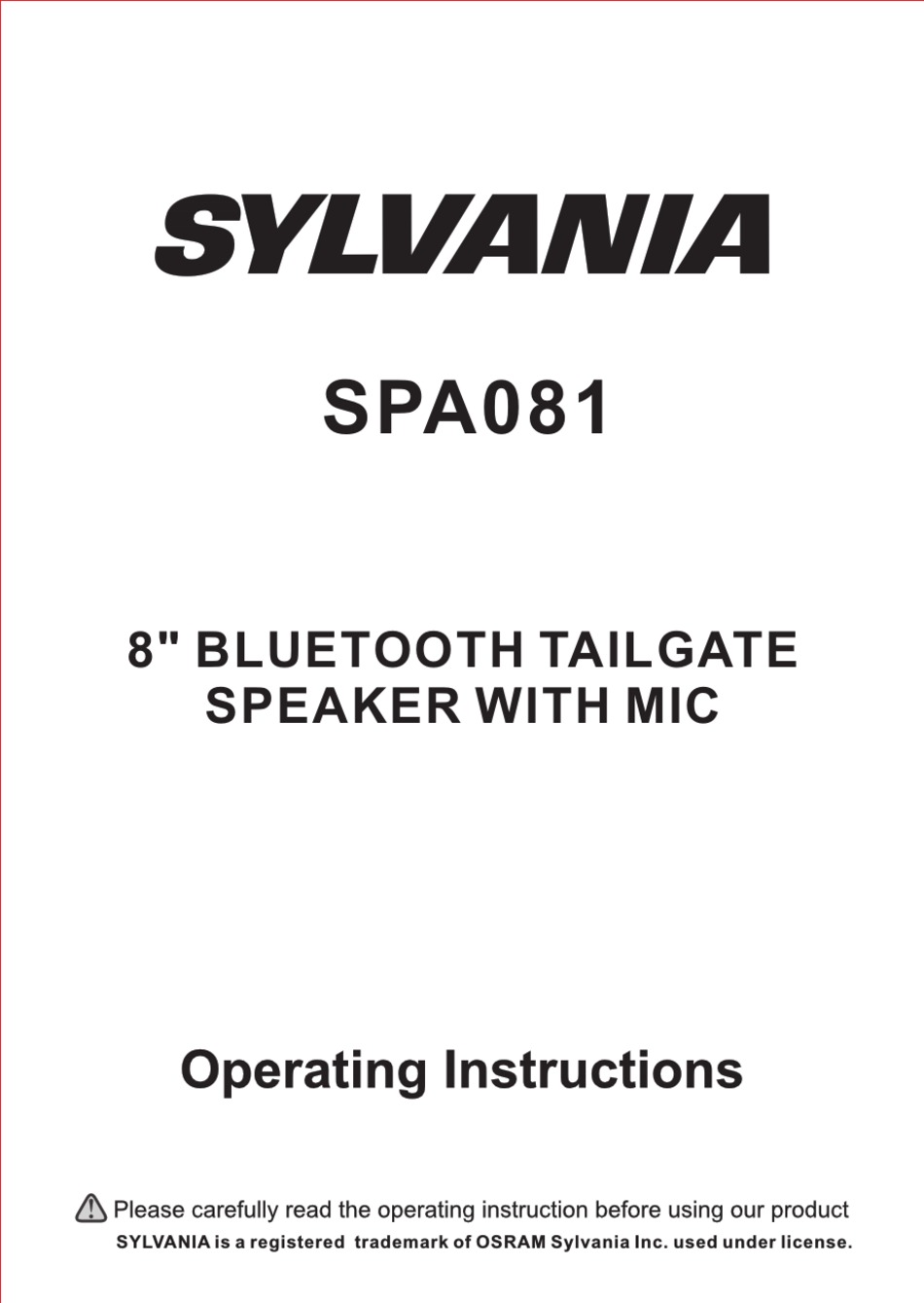 Sylvania tailgate speaker store spa081