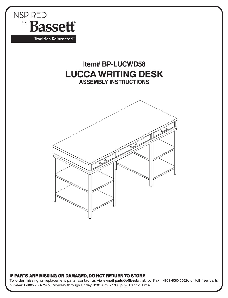 BASSETT INSPIRED LUCCA BPLUCWD58 ASSEMBLY INSTRUCTIONS MANUAL Pdf