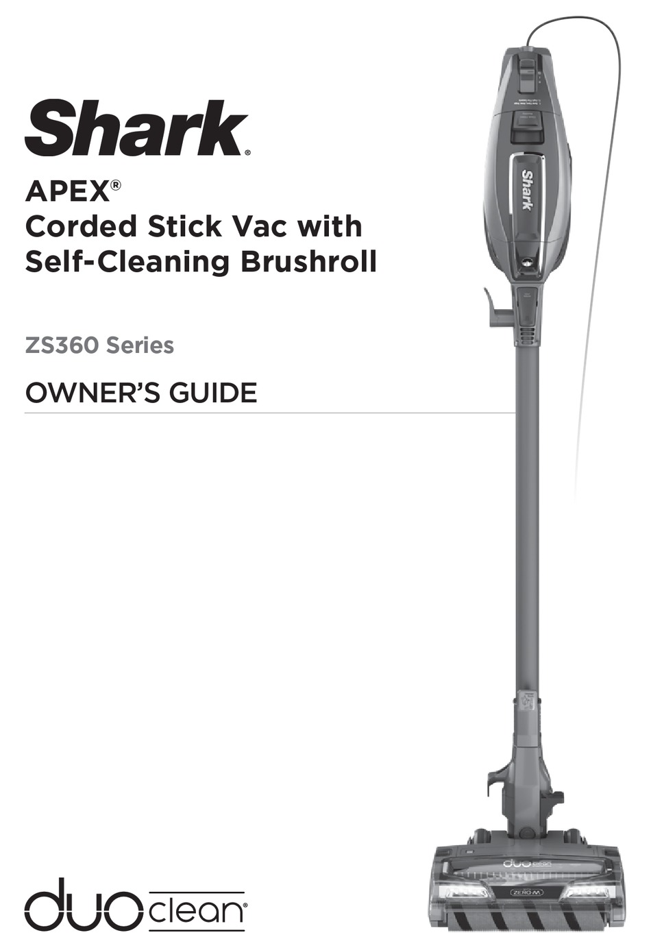 SHARK DUO CLEAN APEX ZS360 SERIES OWNER'S MANUAL Pdf Download ManualsLib