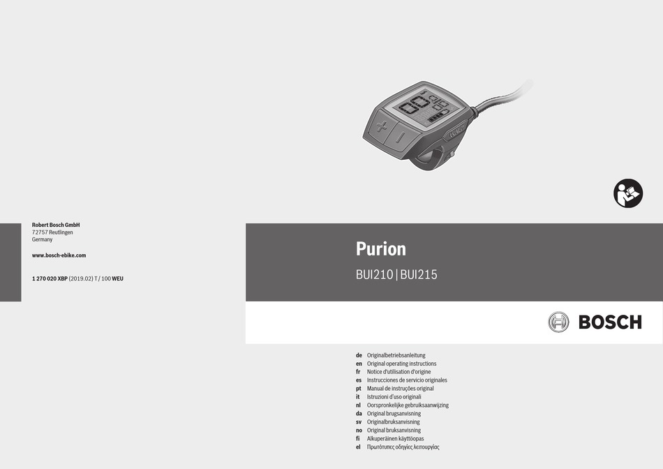 Bosch Purion Bui Original Operating Instructions Pdf Download