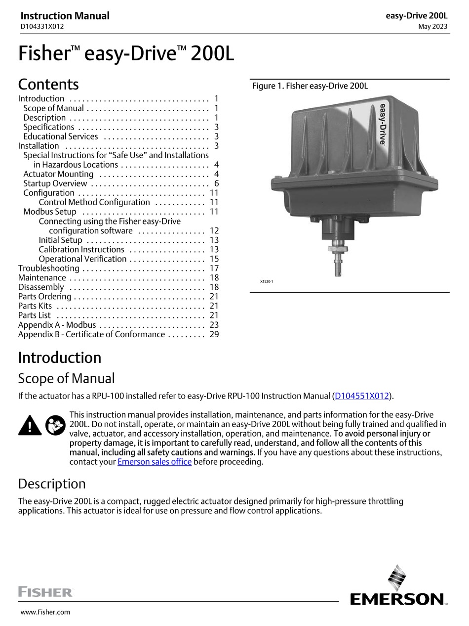 EMERSON FISHER EASY-DRIVE 200L INSTRUCTION MANUAL Pdf Download | ManualsLib