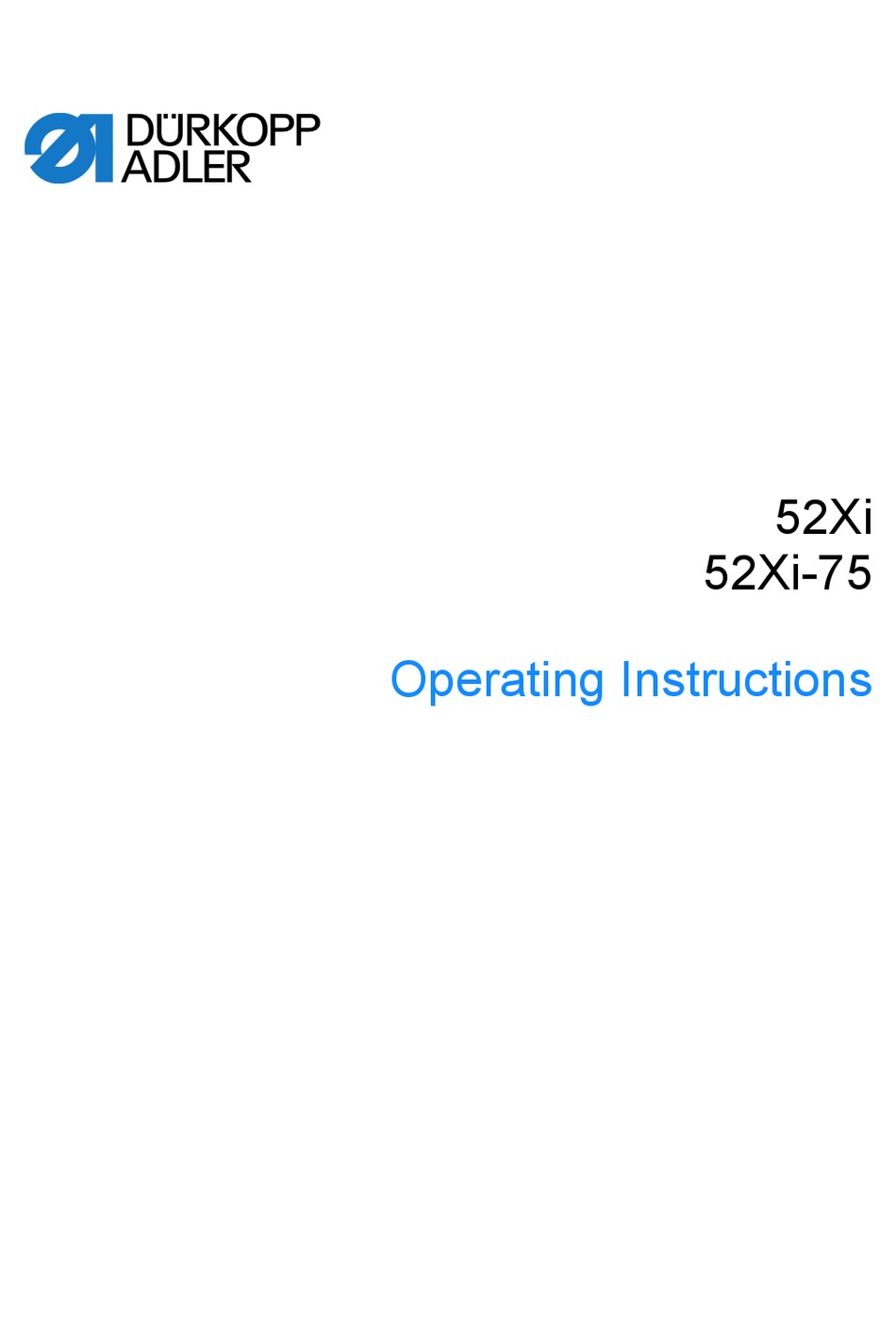 DÜRKOPP ADLER 52 I-75 SERIES OPERATING INSTRUCTIONS MANUAL Pdf Download ...