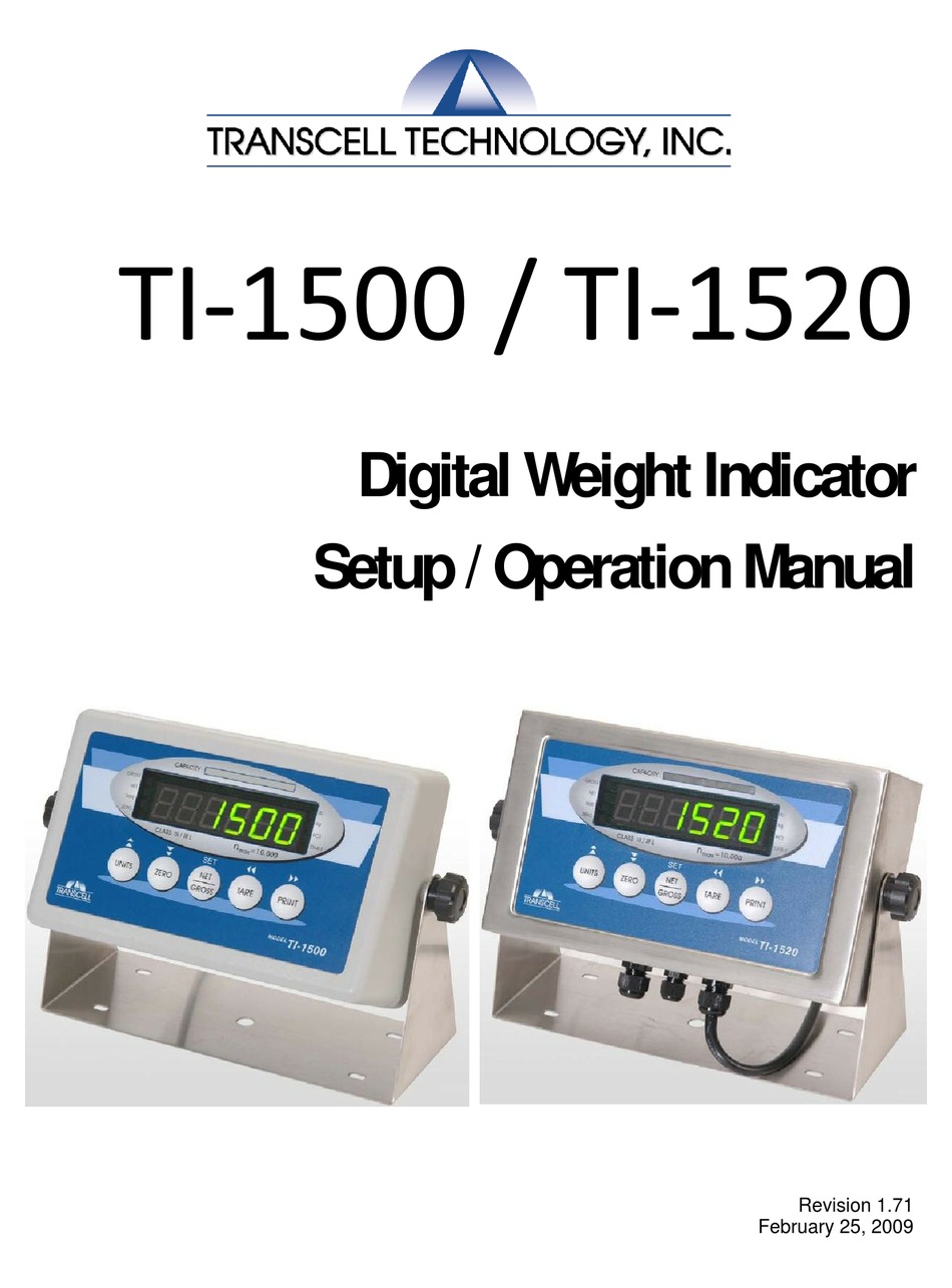 TRANSCELL TECHNOLOGY TI1500 SETUP & OPERATION MANUAL Pdf Download