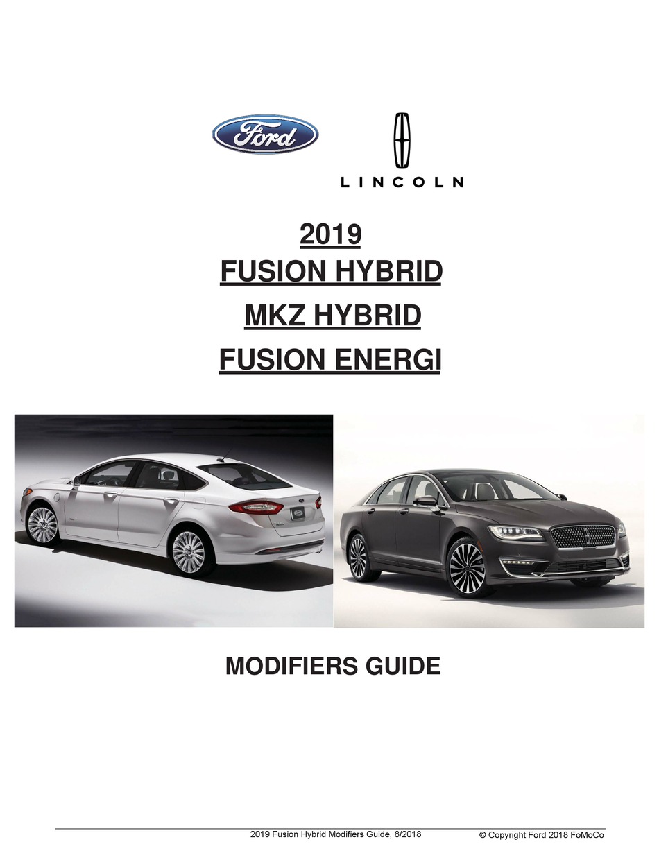 FORD MKZ HYBRID 2019 MODIFIERS MANUAL Pdf Download | ManualsLib