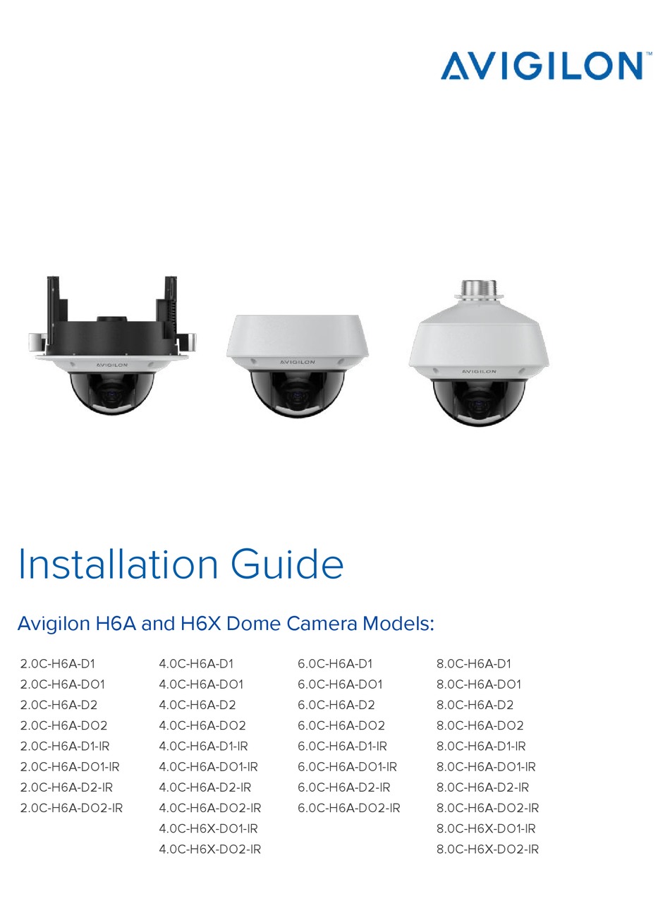 AVIGILON 2.0C-H6A-D1 INSTALLATION MANUAL Pdf Download | ManualsLib