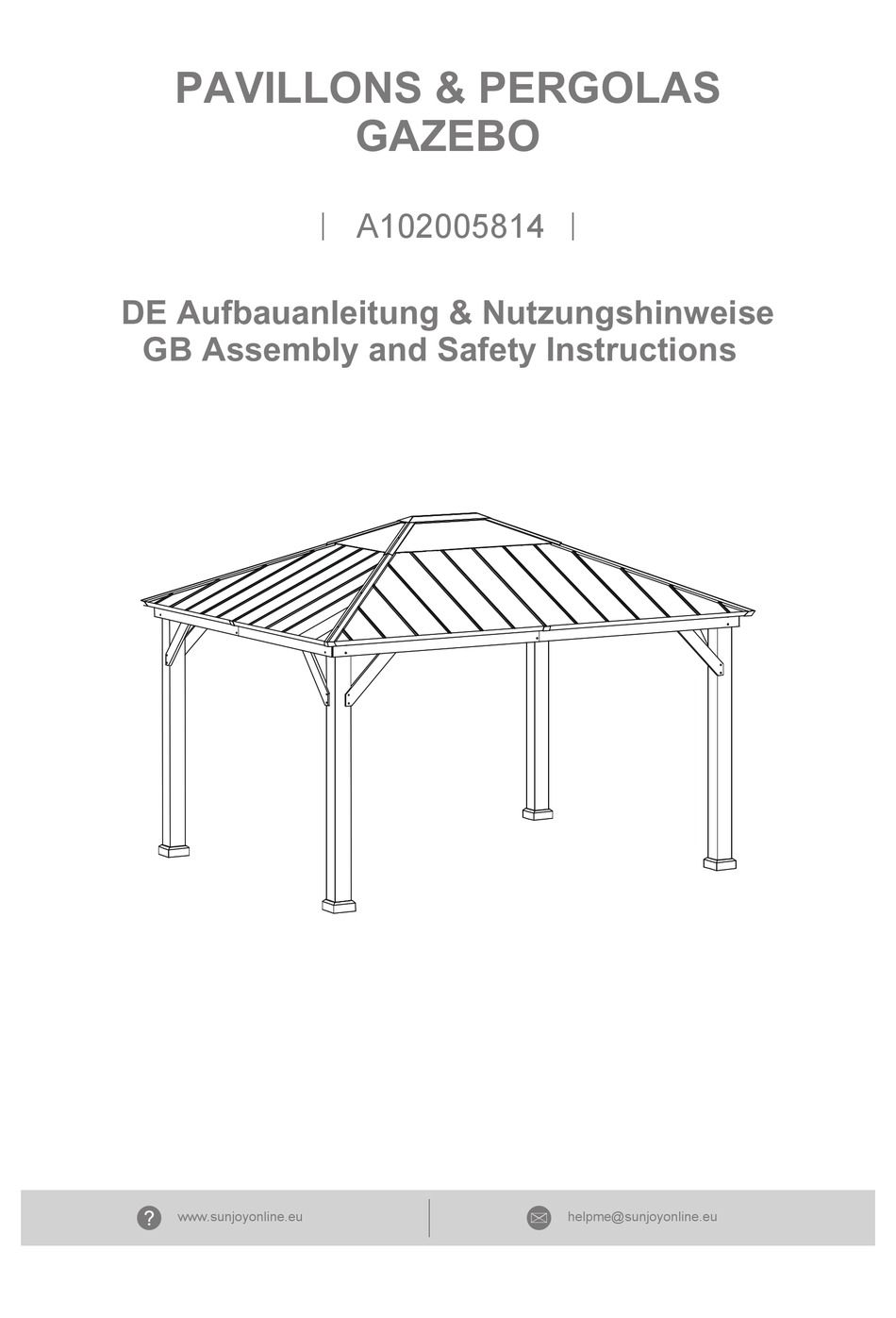 SUNJOY A102005814 ASSEMBLY AND SAFETY INSTRUCTIONS Pdf Download