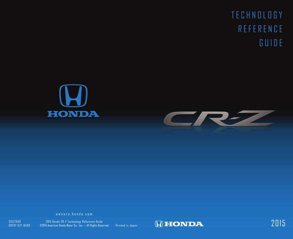 HONDA CRZ 2015 TECHNOLOGY REFERENCE MANUAL Pdf Download ManualsLib