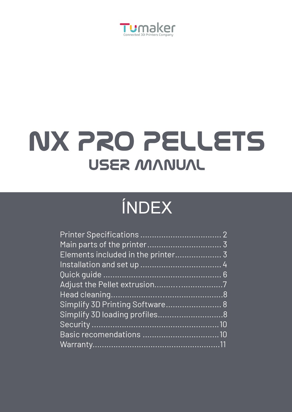 TUMAKER NX PRO PELLETS USER MANUAL Pdf Download ManualsLib