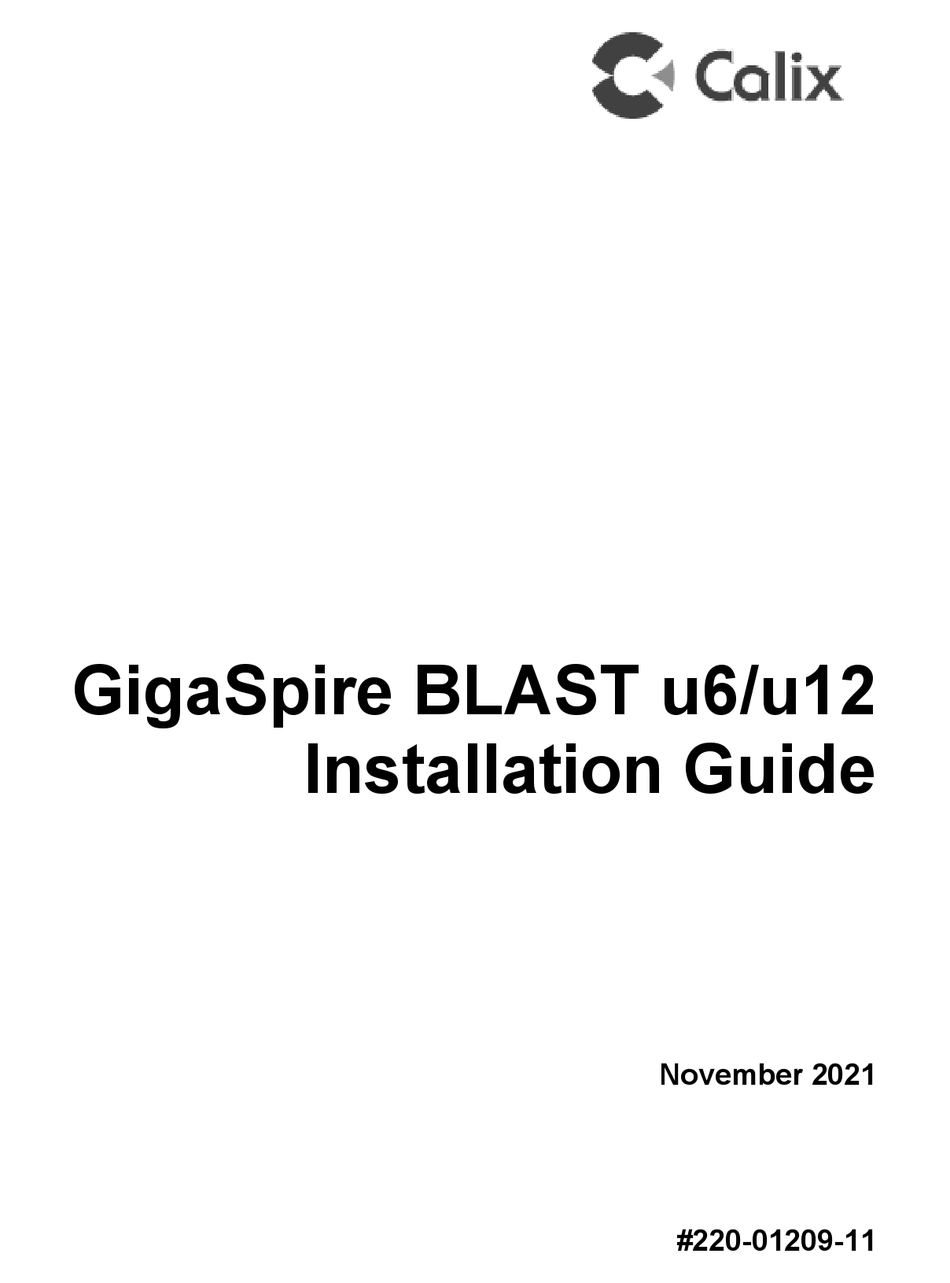 CALIX GIGASPIRE BLAST U12 INSTALLATION MANUAL Pdf Download ManualsLib