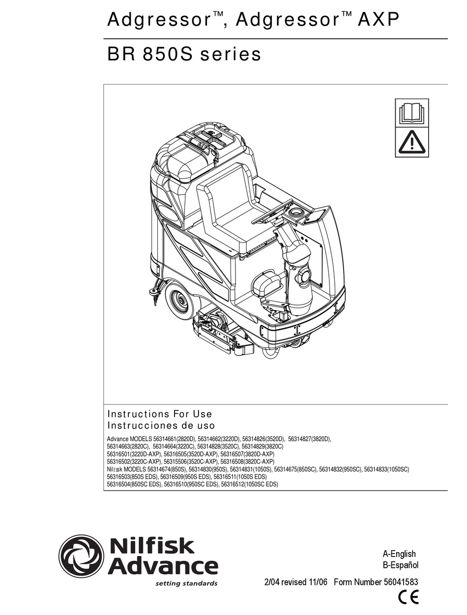 NILFISKADVANCE BR 850S SERIES INSTRUCTIONS FOR USE MANUAL Pdf Download
