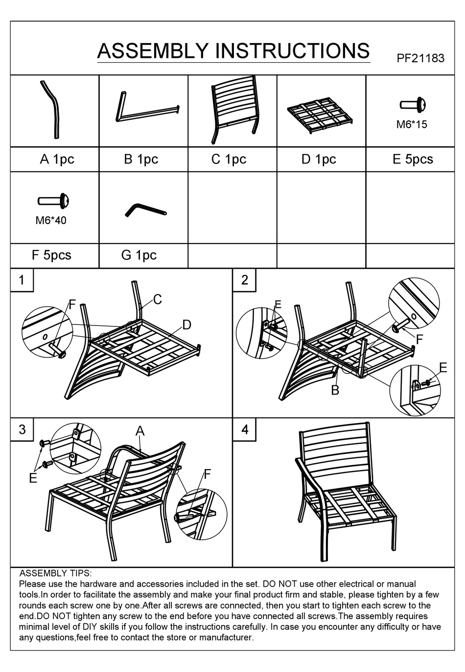 FESTIVAL DEPOT PF21183 ASSEMBLY INSTRUCTIONS Pdf Download ManualsLib