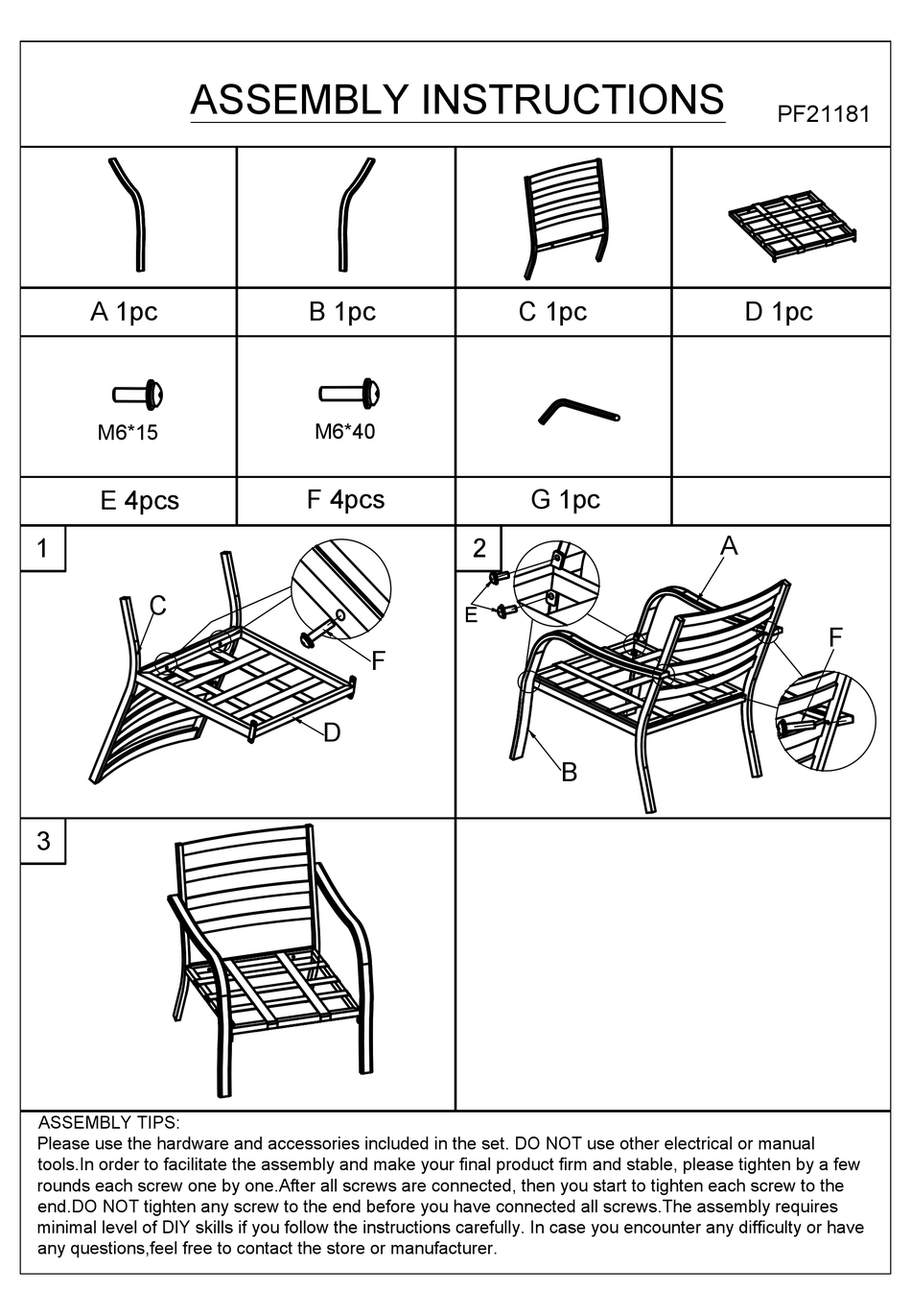 FESTIVAL DEPOT PF21181 ASSEMBLY INSTRUCTIONS MANUAL Pdf Download