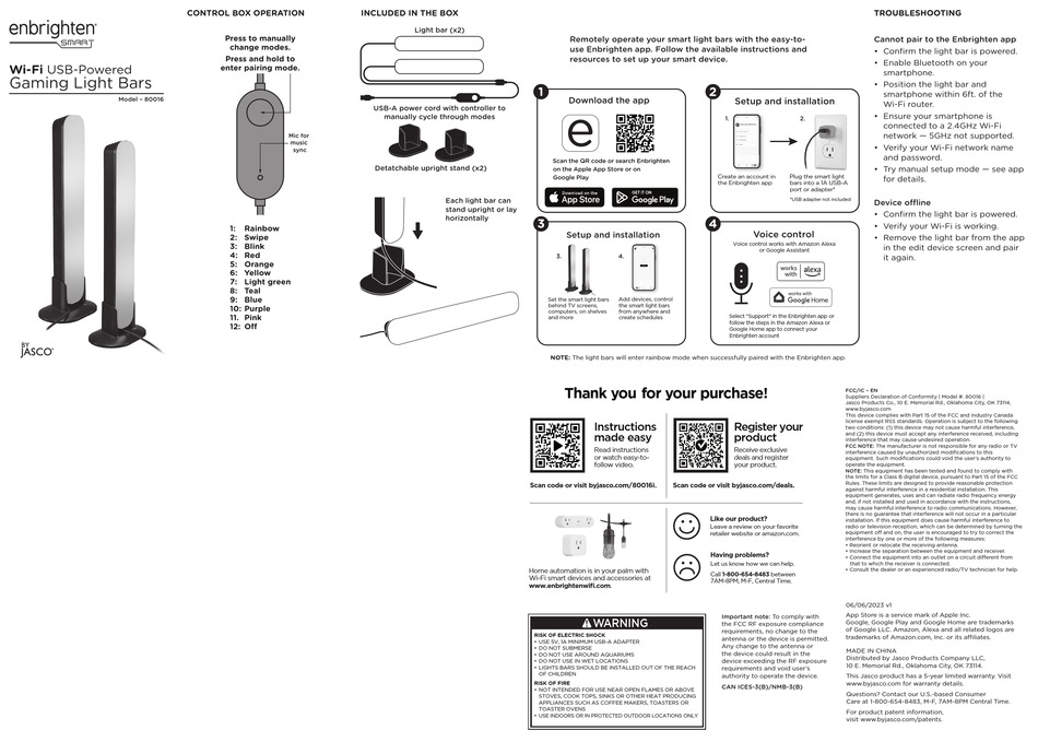 JASCO ENBRIGHTEN SMART 80016 MANUAL Pdf Download ManualsLib