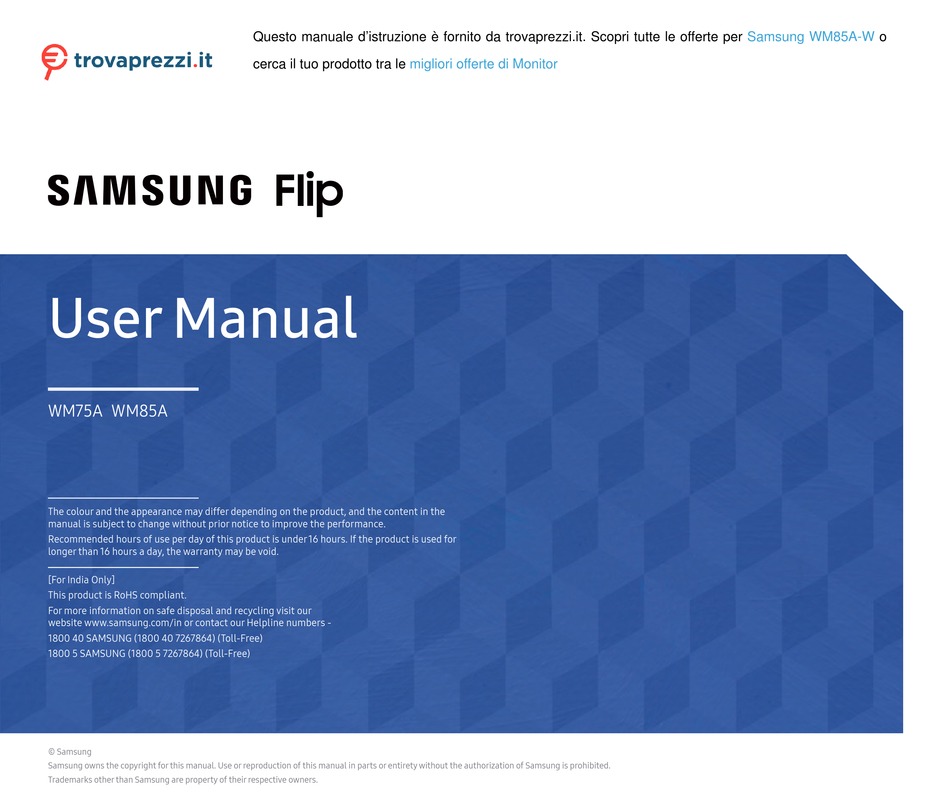 SAMSUNG FLIP WM85AW USER MANUAL Pdf Download ManualsLib