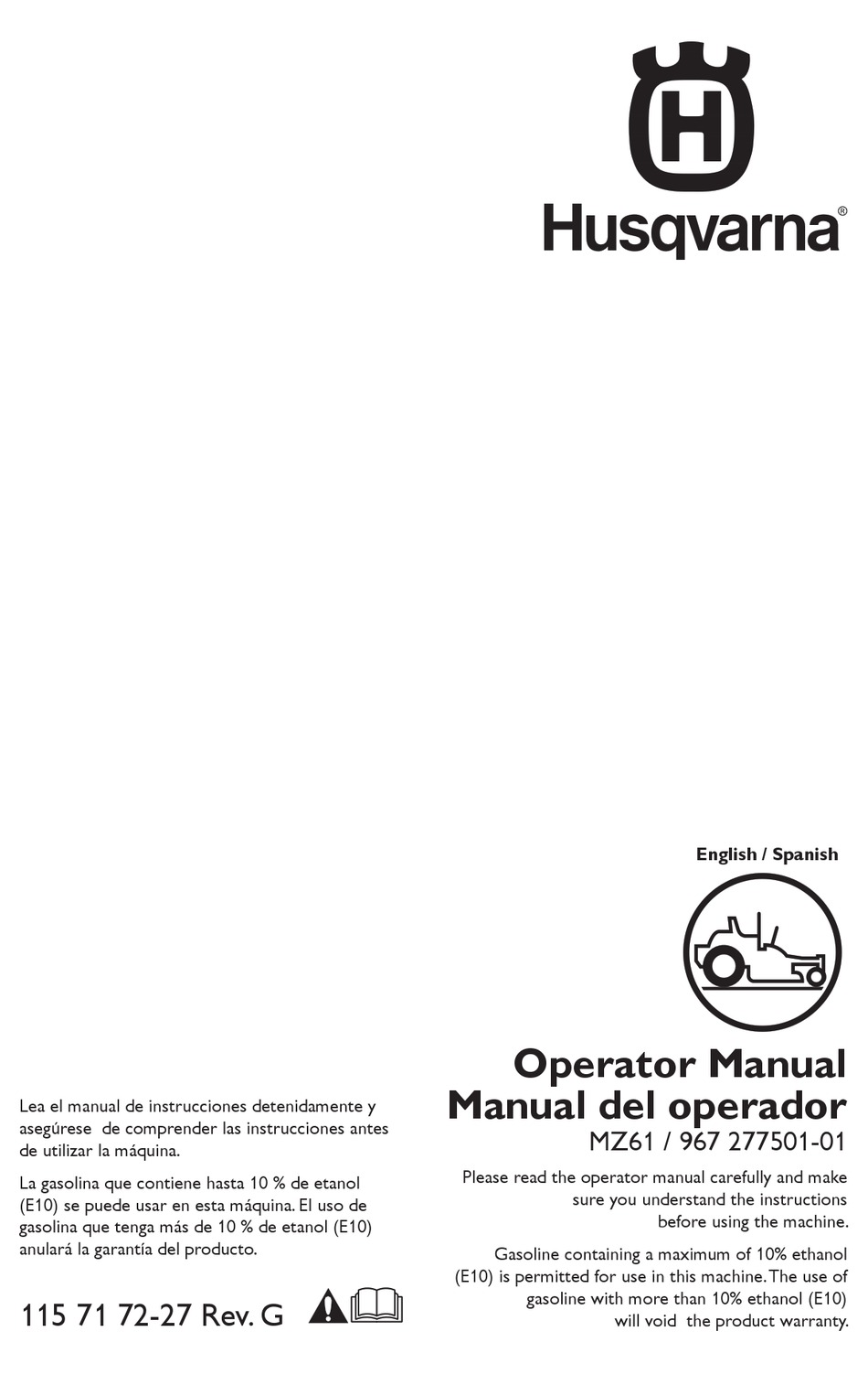 HUSQVARNA MZ61 / 967 277501-01 OPERATOR'S MANUAL Pdf Download | ManualsLib