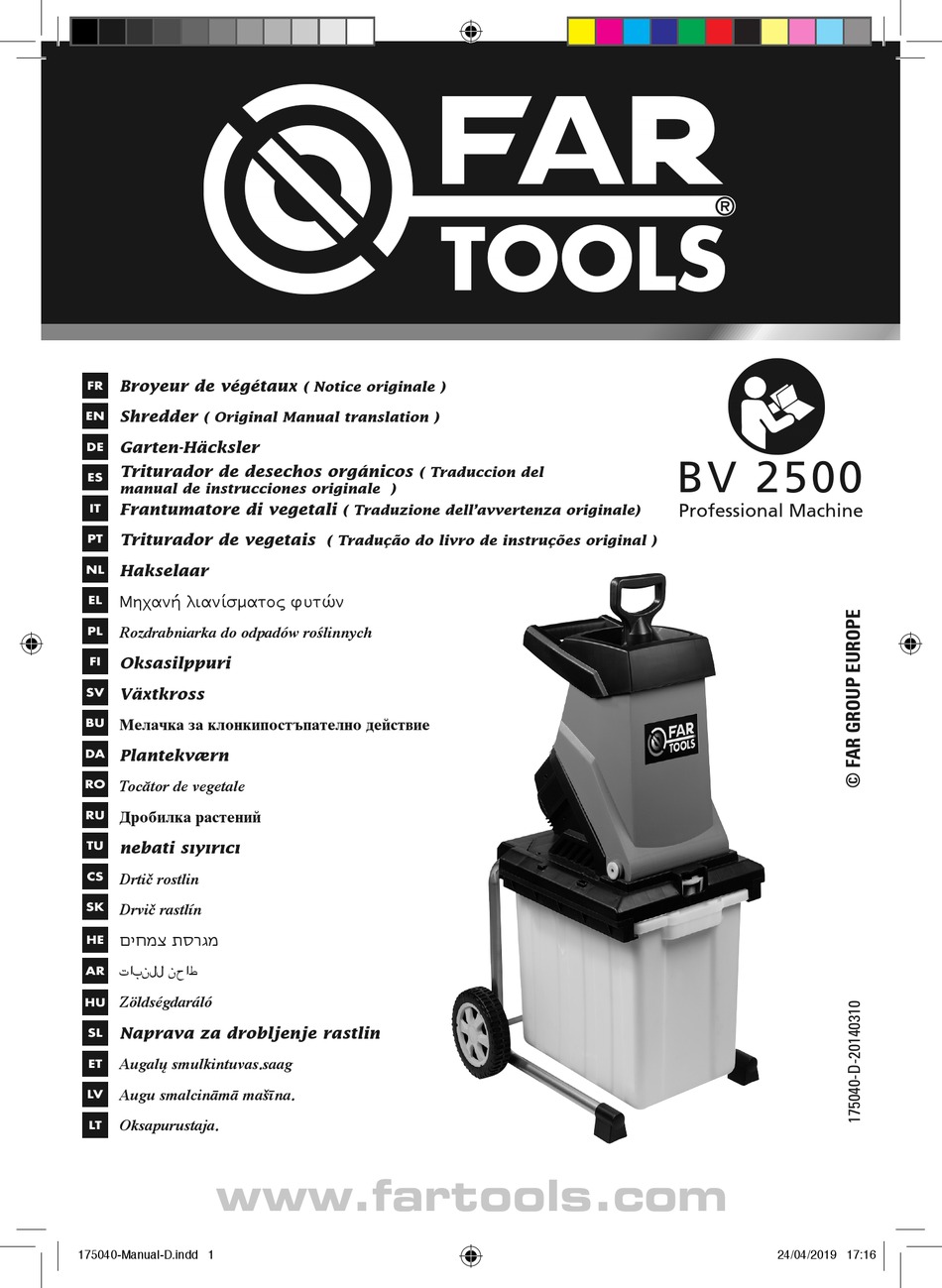 FAR TOOLS BV 2500 ORIGINAL MANUAL TRANSLATION Pdf Download | ManualsLib