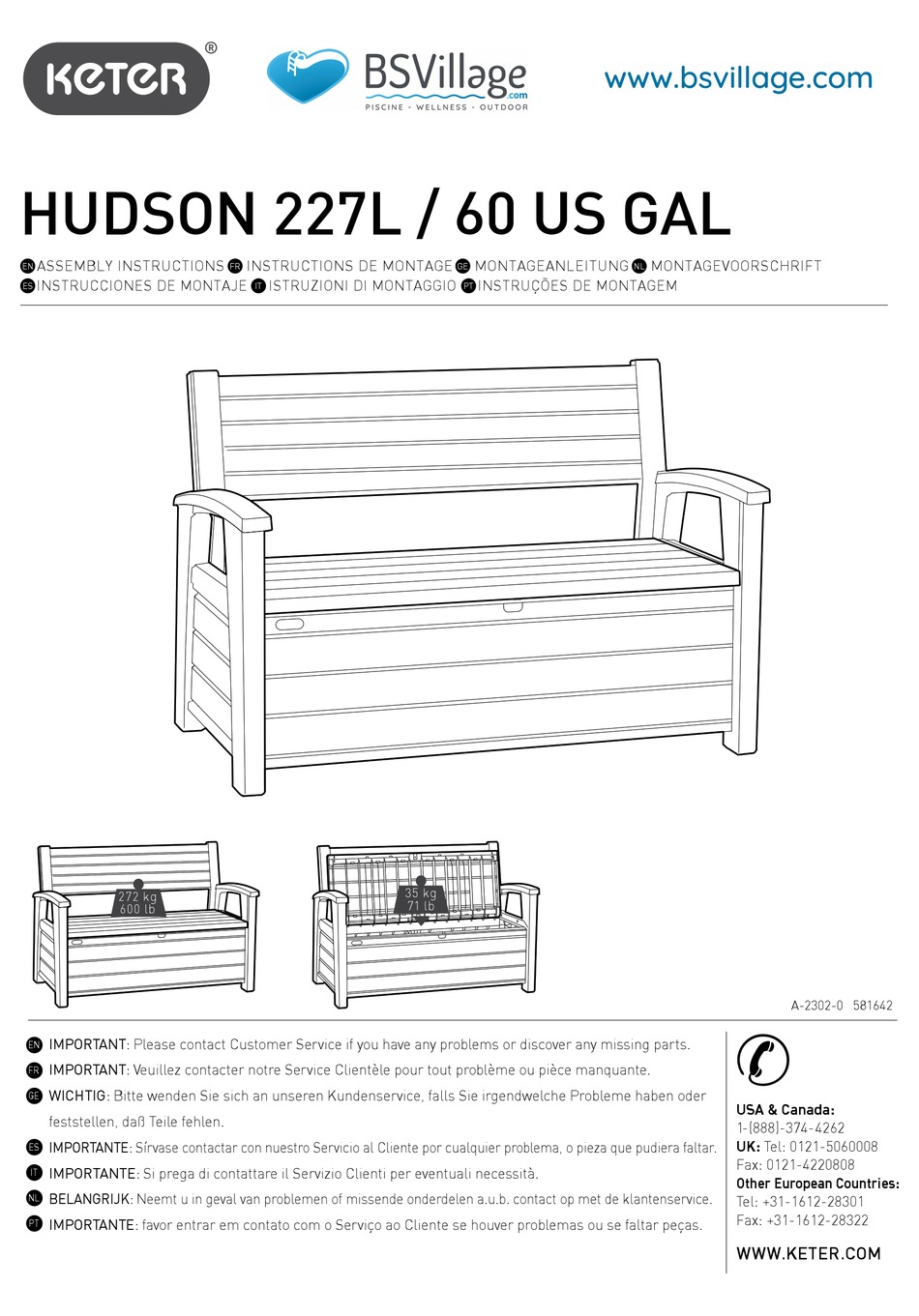 KETER HUDSON ASSEMBLY INSTRUCTIONS MANUAL Pdf Download ManualsLib
