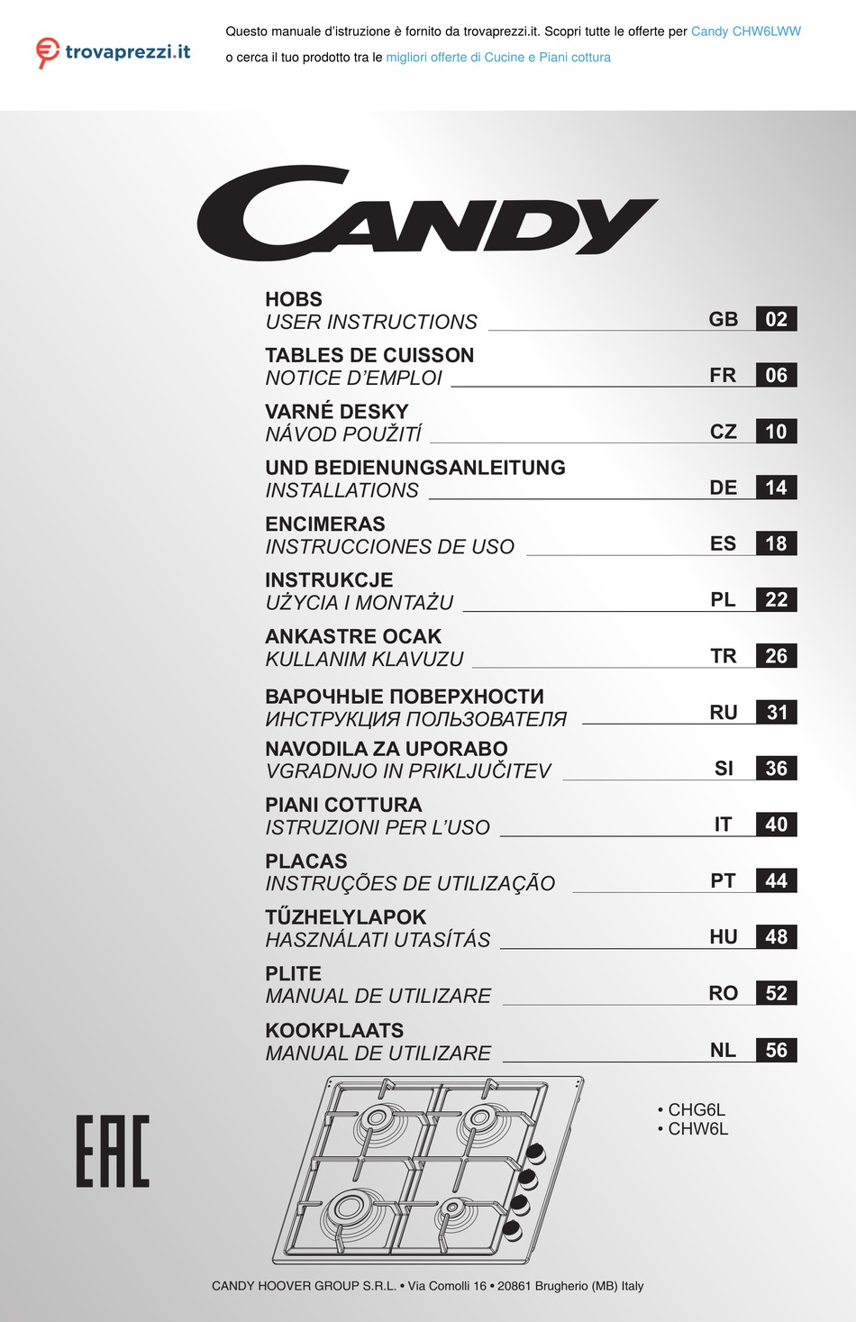 CANDY CHW6LWW USER INSTRUCTIONS Pdf Download | ManualsLib