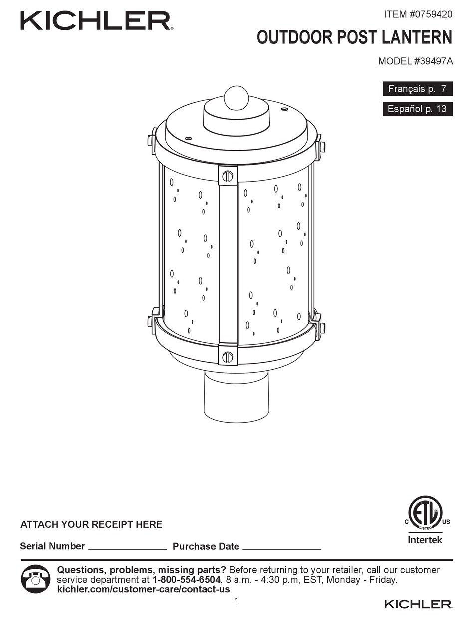 KICHLER LIGHTING 39497A MANUAL Pdf Download ManualsLib