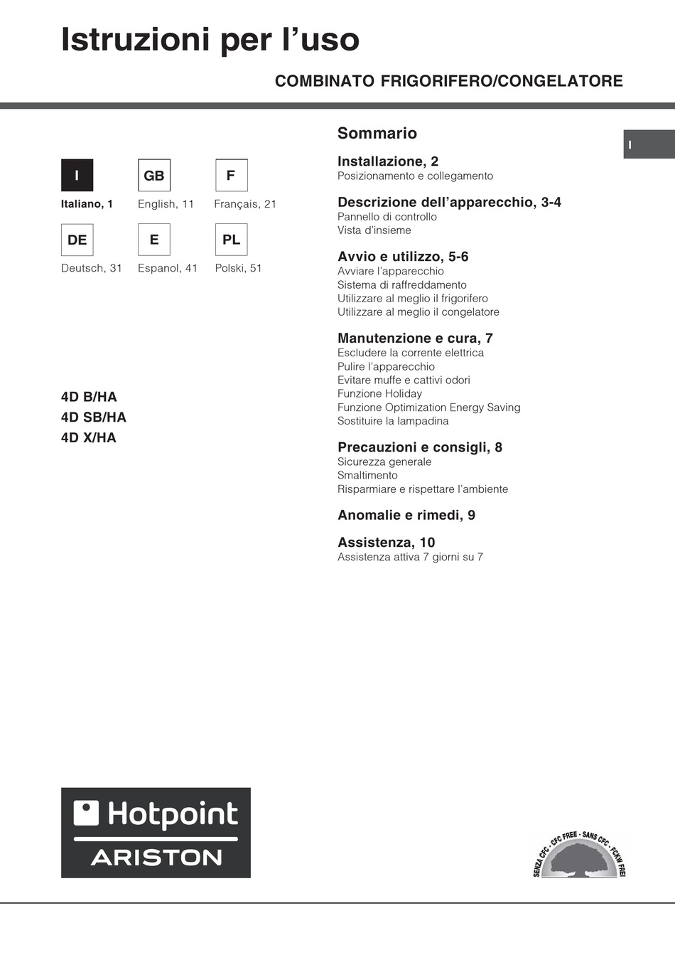 HOTPOINT ARISTON 4D SB/HA OPERATING INSTRUCTIONS MANUAL Pdf Download | ManualsLib