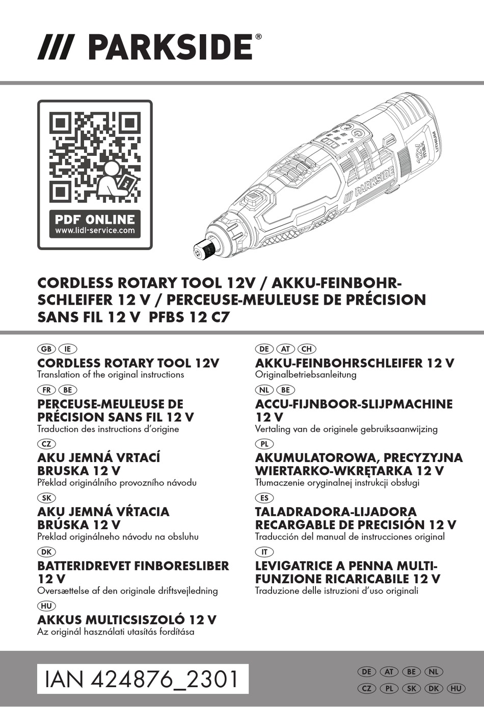 Checking The Battery Charge Level; Changing/Inserting The Tool/Collet  Chuck; Switching On And Off/Setting Speed Range - Parkside PFBS 12 C7  Original Instructions Manual [Page 15] | ManualsLib | Schleifmaschinen