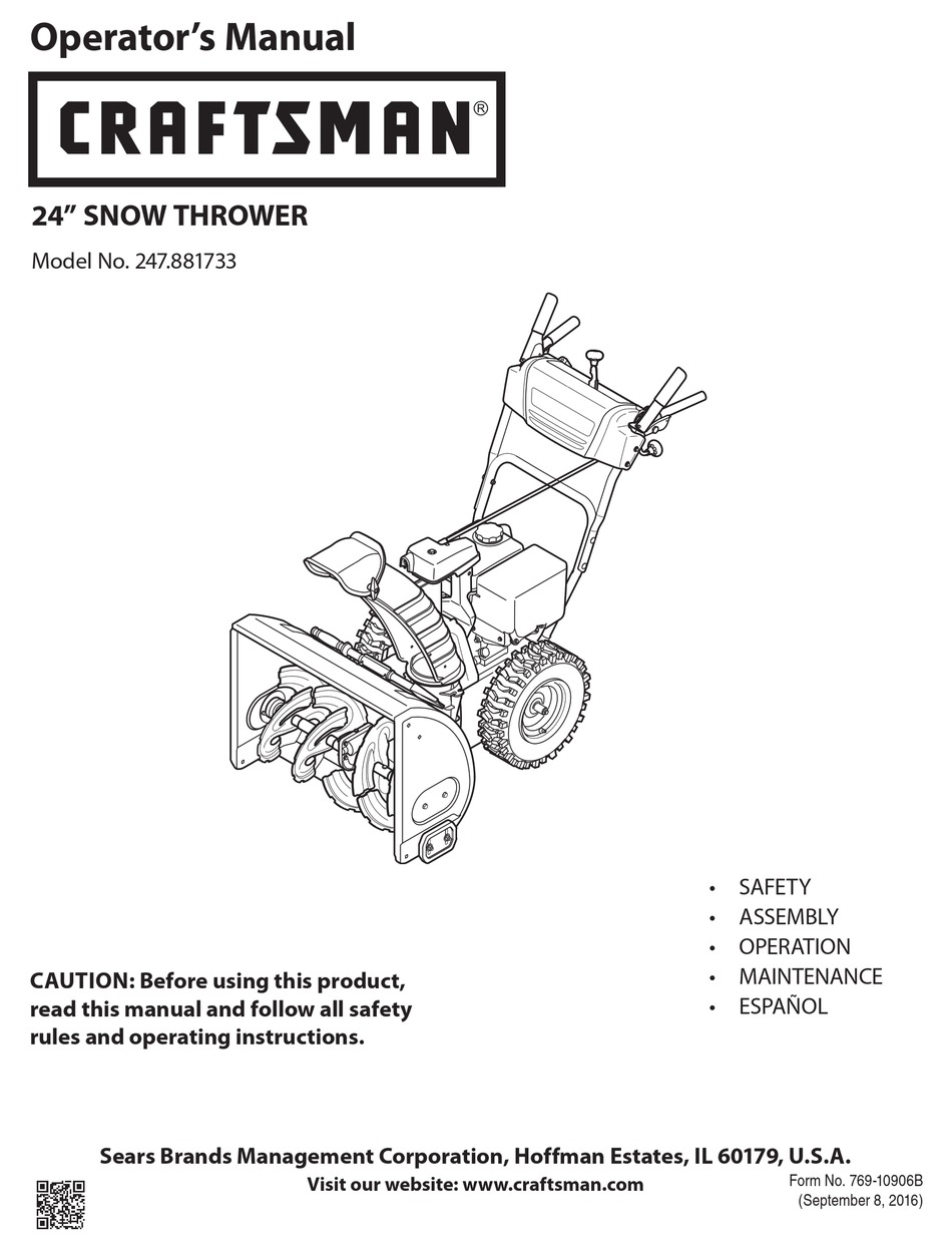 CRAFTSMAN 247.881733 OPERATOR