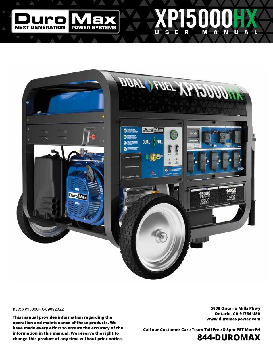 DUROMAX XP15000HX USER MANUAL Pdf Download ManualsLib