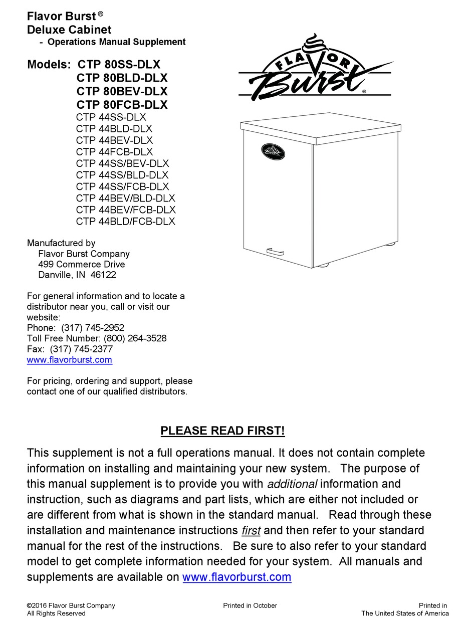 FLAVOR BURST CTP 44SSDLX INSTRUCTION MANUAL Pdf Download ManualsLib