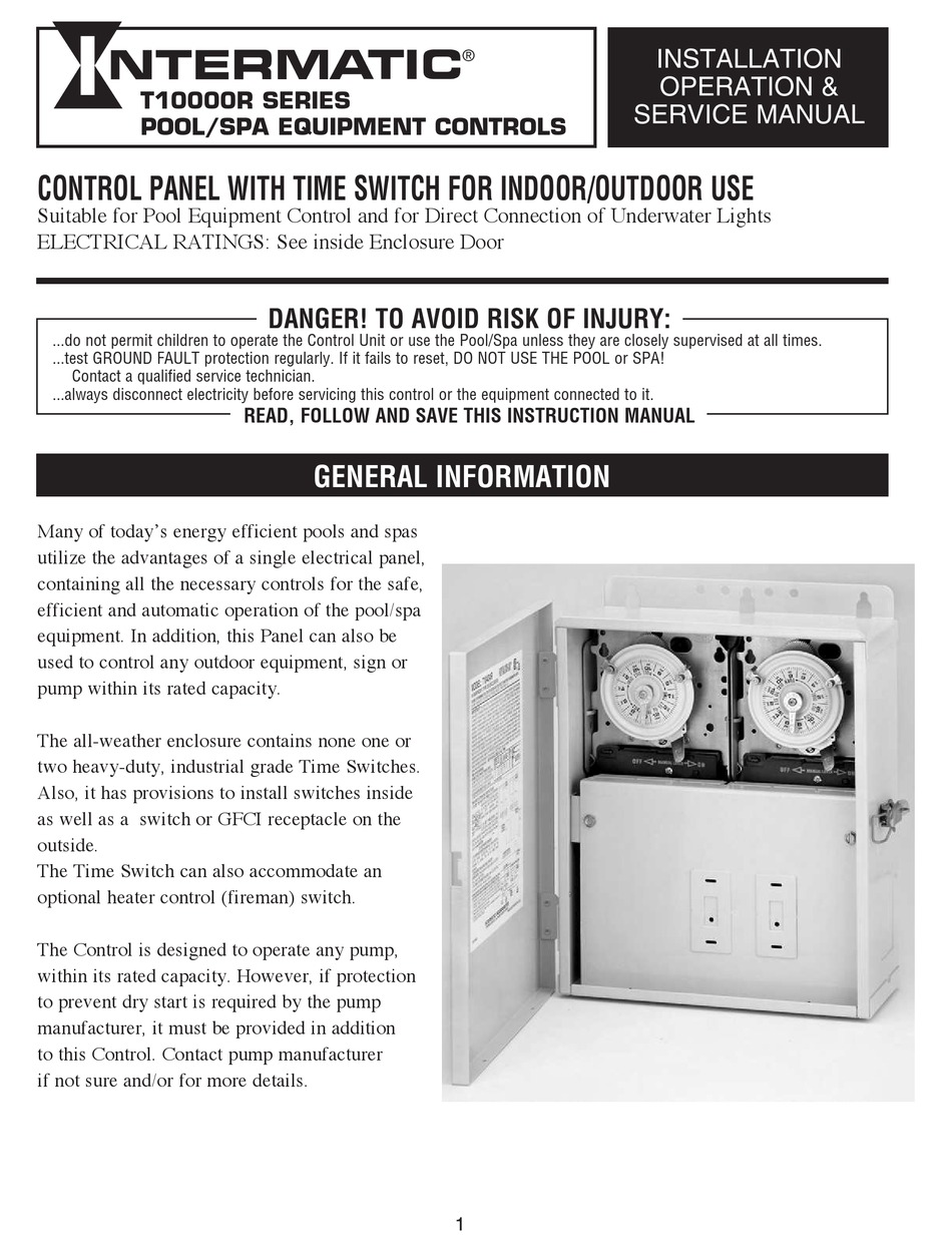 INTERMATIC T10101R INSTALLATION, OPERATION & SERVICE MANUAL Pdf