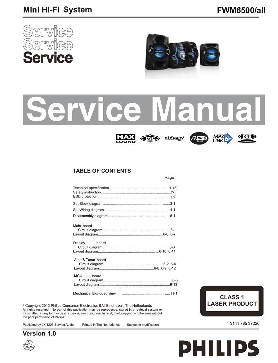 PHILIPS FWM6500 SERIES SERVICE MANUAL Pdf Download ManualsLib