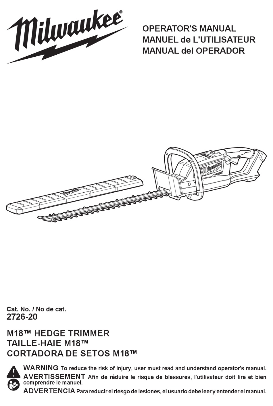 MILWAUKEE M18 2726-20 OPERATOR'S MANUAL Pdf Download | ManualsLib