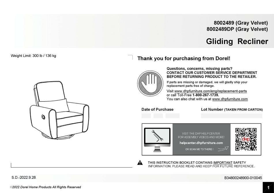 DOREL HOME PRODUCTS 8002489 ASSEMBLY INSTRUCTIONS MANUAL Pdf Download