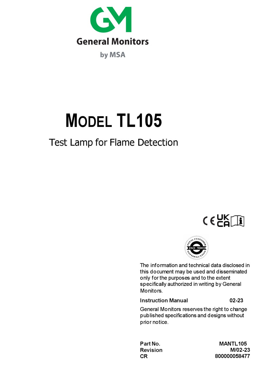 MSA GENERAL MONITORS TL105 MANUAL Pdf Download | ManualsLib