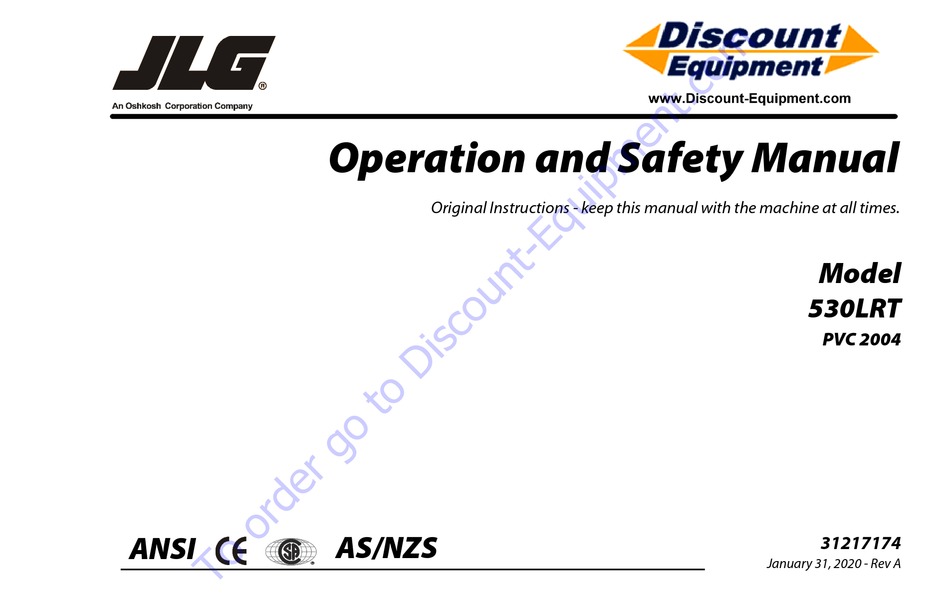 OSHKOSH CORPORATION JLG 530LRT OPERATION AND SAFETY MANUAL Pdf Download