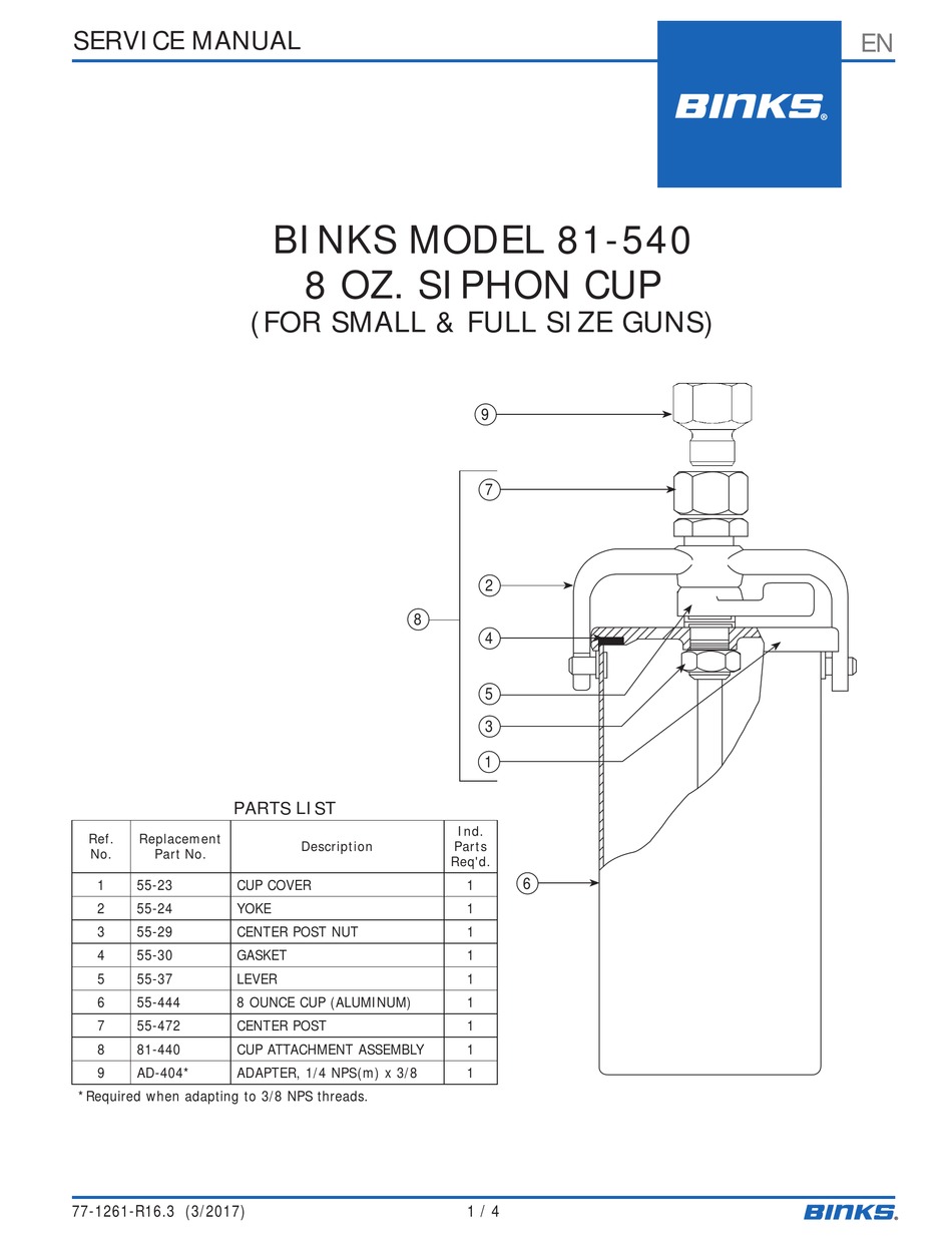 BINKS 81-540 SERVICE MANUAL Pdf Download | ManualsLib