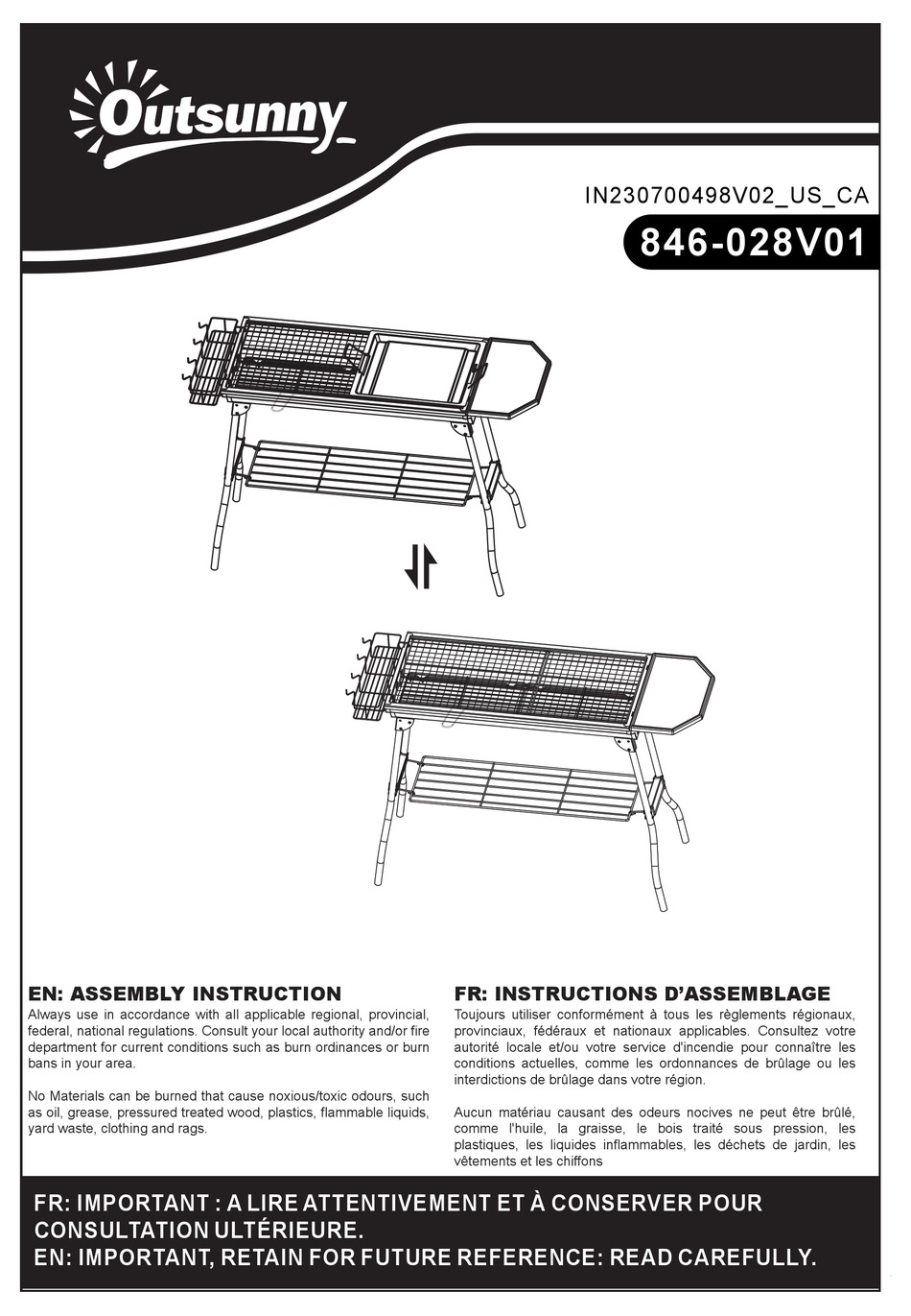 OUTSUNNY 846028V01 ASSEMBLY INSTRUCTION MANUAL Pdf Download ManualsLib