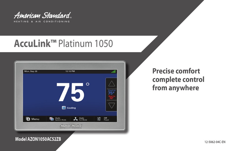 AMERICAN STANDARD AZON1050AC52ZB MANUAL Pdf Download ManualsLib