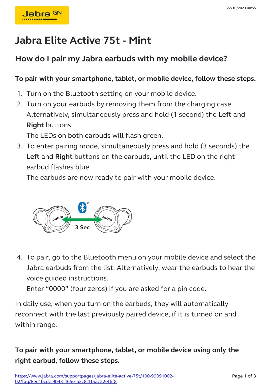 JABRA ELITE ACTIVE 75T INSTRUCTIONS Pdf Download ManualsLib