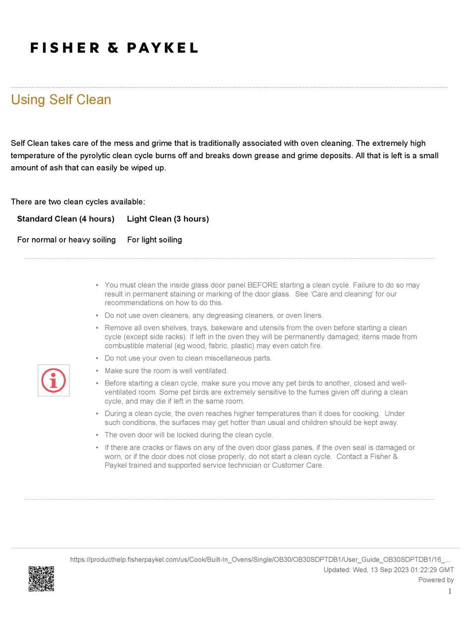FISHER & PAYKEL OB30SDPTDB1 QUICK START MANUAL Pdf Download ManualsLib