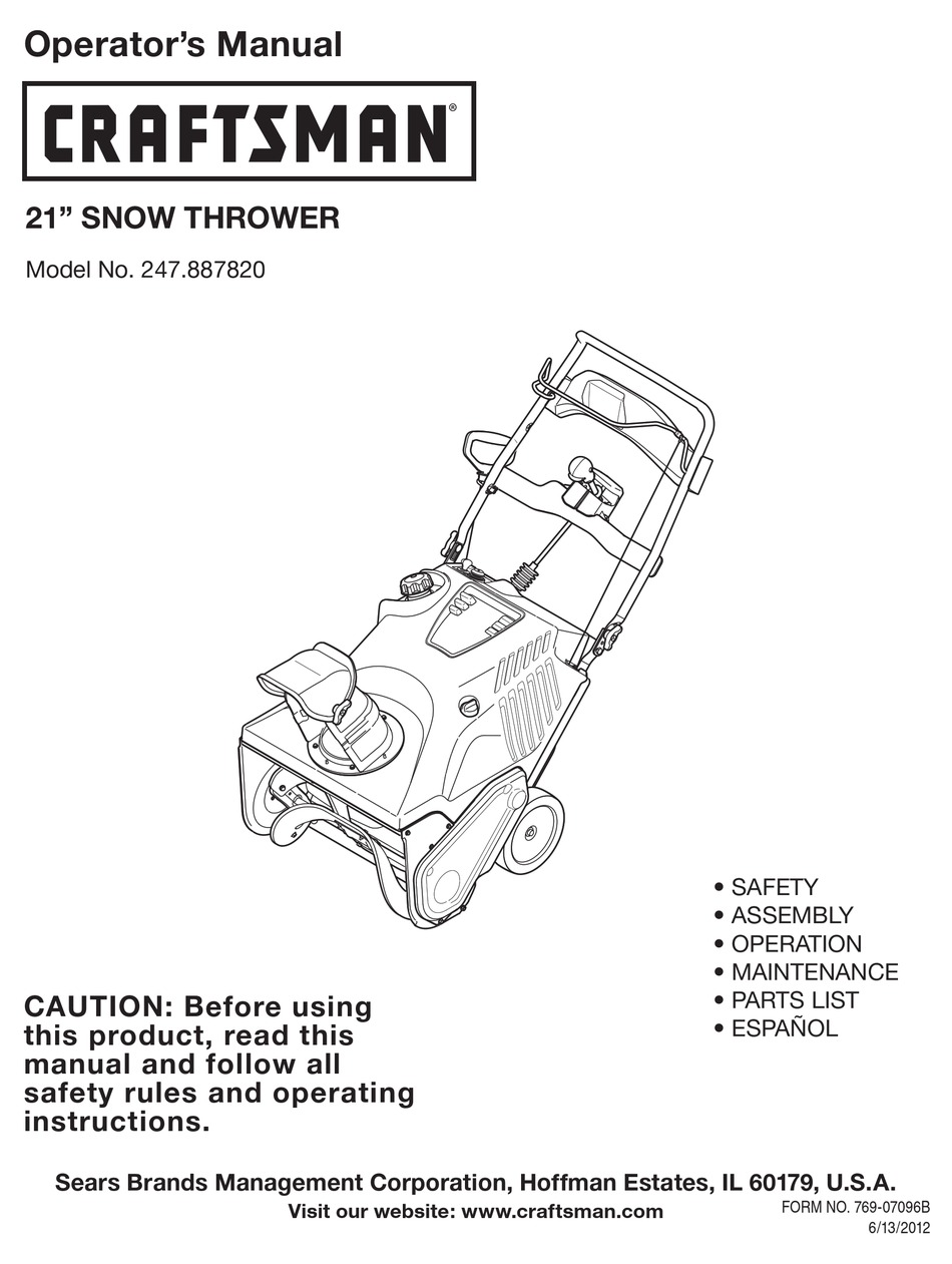 CRAFTSMAN 247.887820 OPERATOR