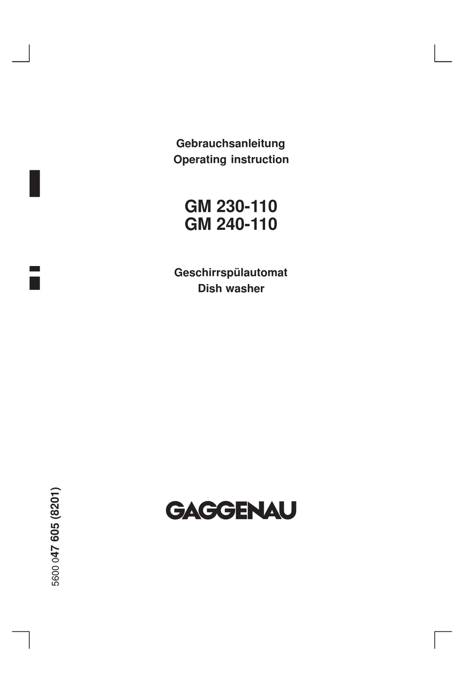 GAGGENAU GM 230-110 OPERATING INSTRUCTION Pdf Download | ManualsLib