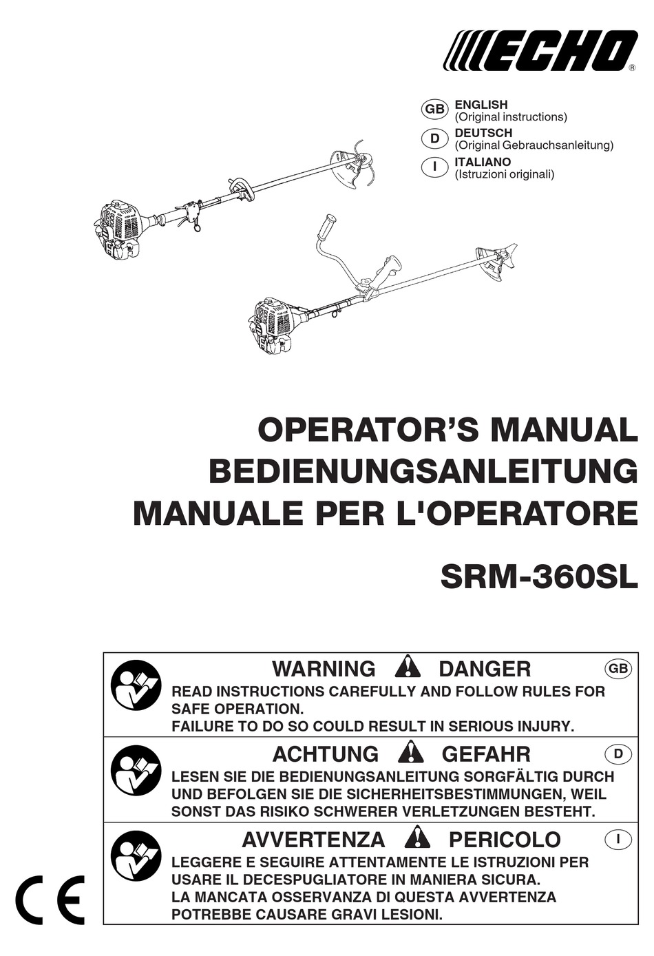 ECHO SRM360SL OPERATOR'S MANUAL Pdf Download ManualsLib