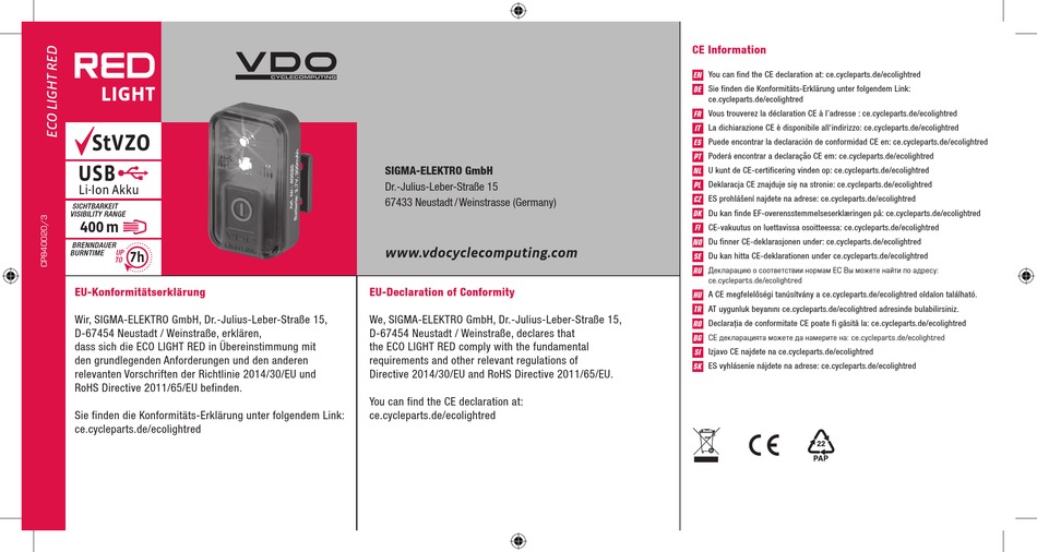 VDO ECO LIGHT RED MANUAL Pdf Download ManualsLib