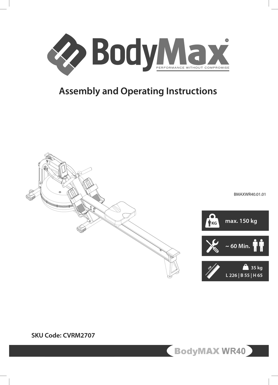 BODYMAX WR40 ASSEMBLY AND OPERATING INSTRUCTIONS MANUAL Pdf Download