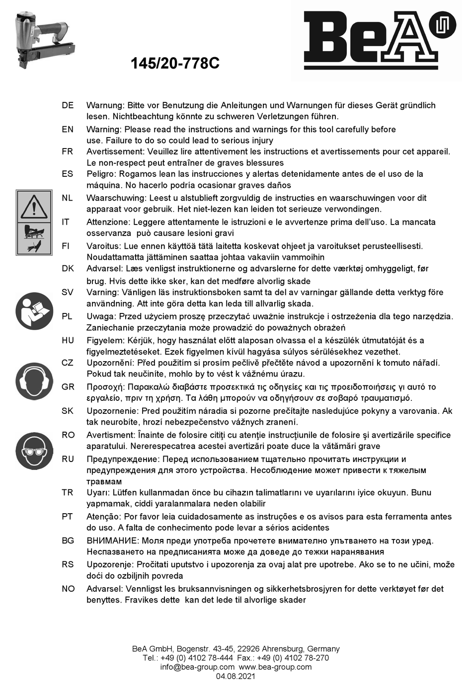 BEA 145/20778C MANUAL Pdf Download ManualsLib