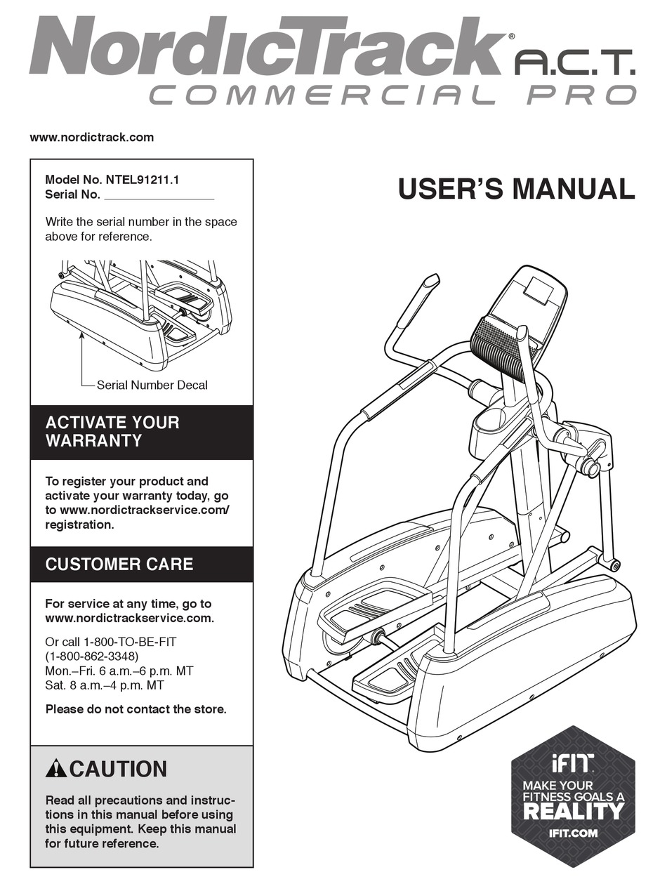 NORDICTRACK COMMERCIAL PRO NTEL91211.1 USER MANUAL Pdf Download