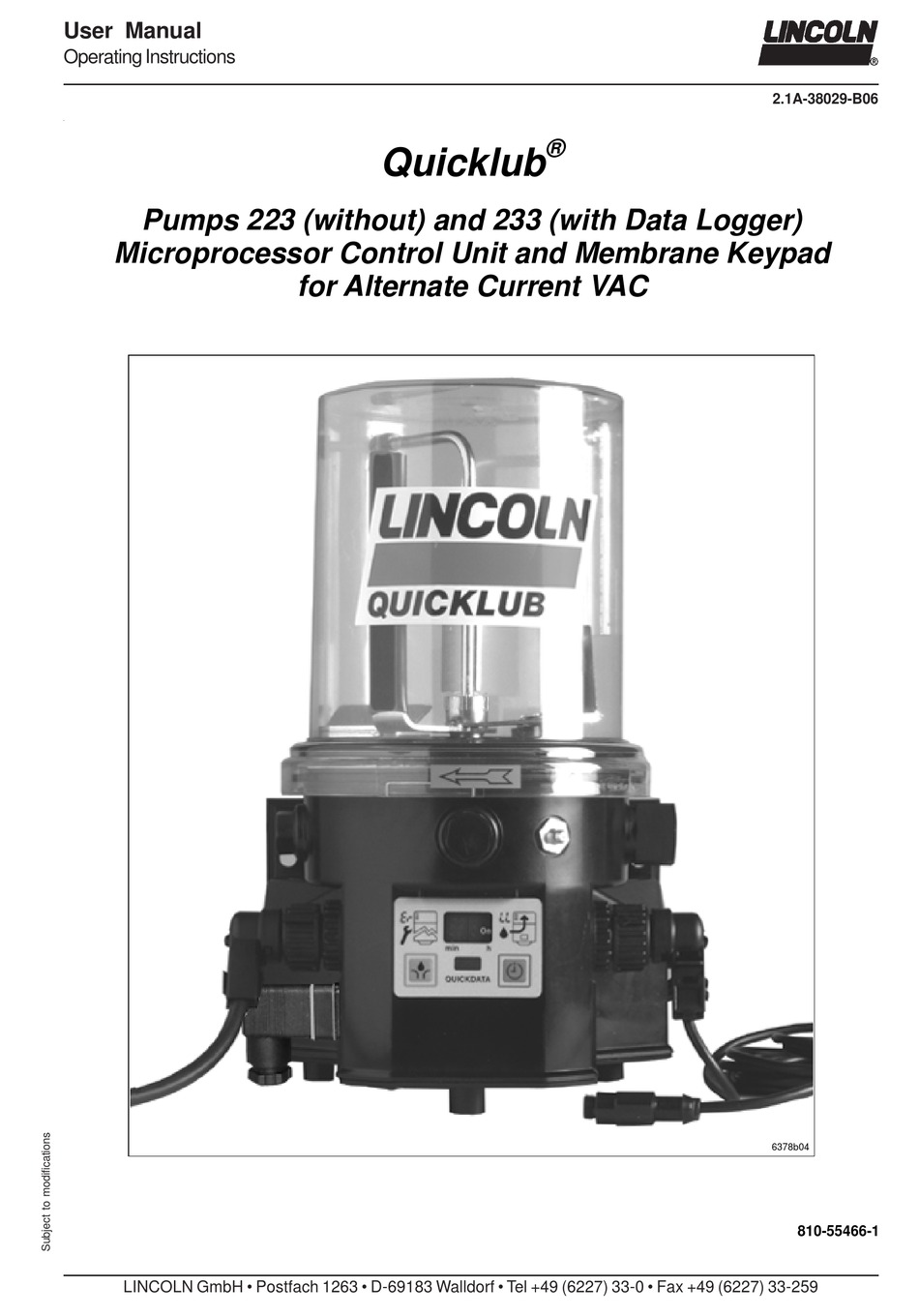 LINCOLN QUICKLUB 223 USER MANUAL Pdf Download ManualsLib