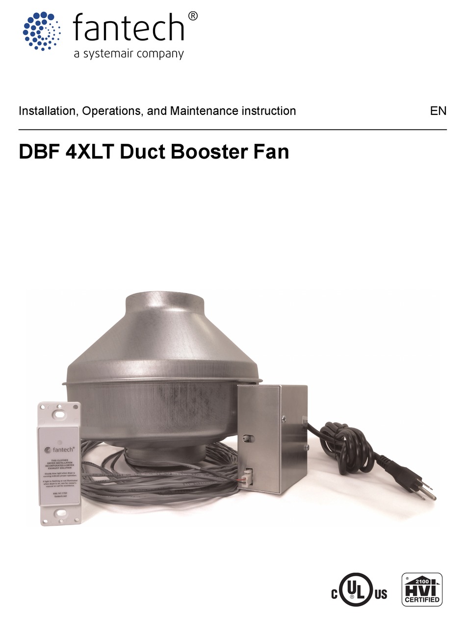 SYSTEMAIR FANTECH DBF 4XLT INSTALLATION, OPERATION AND MAINTENANCE