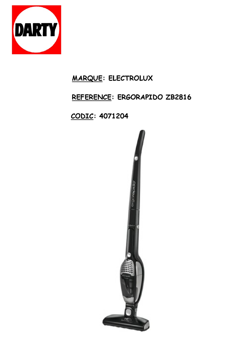 Aspirador de mano Electrolux Rapido ZB4106WD